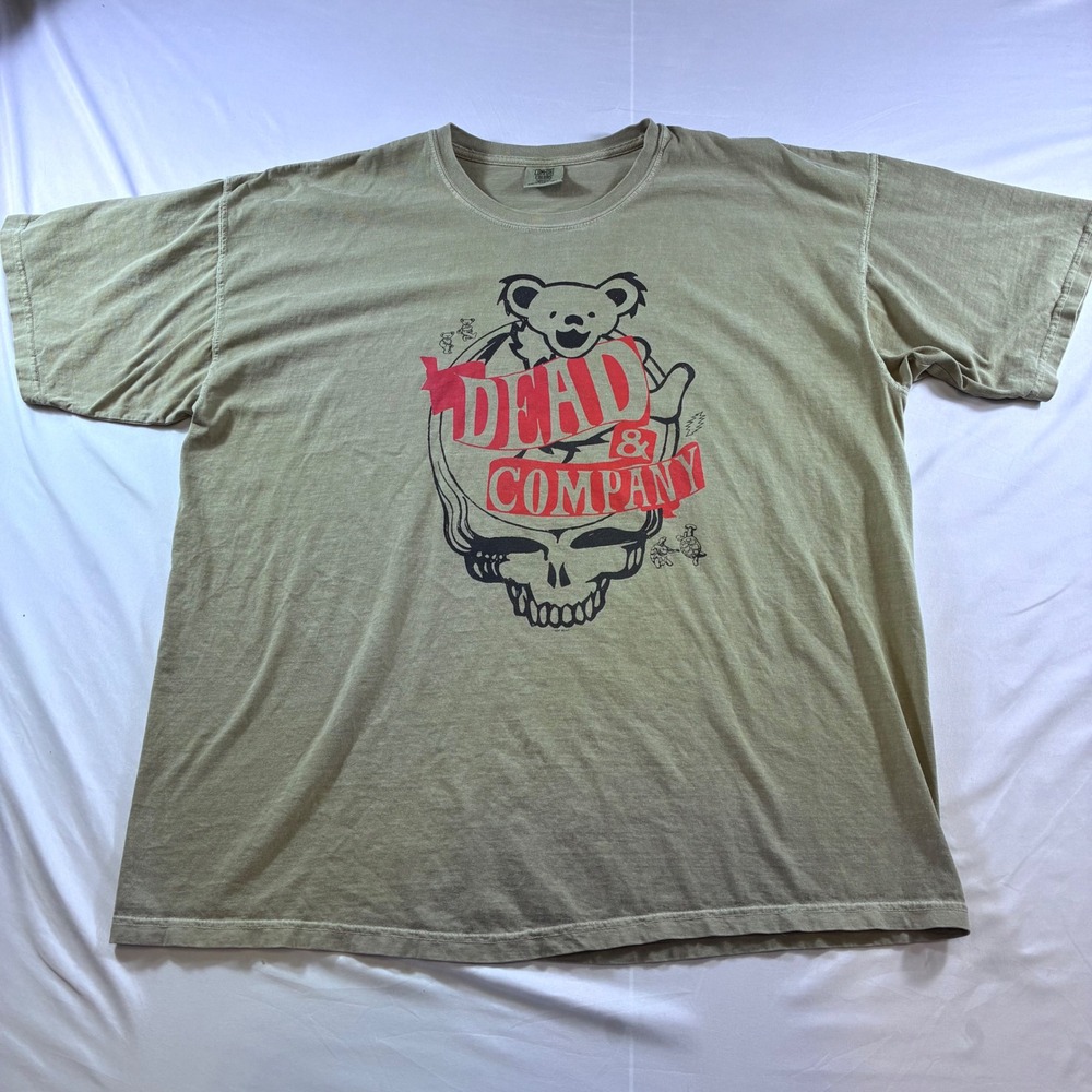 Dead & Company Summer Tour 2019 T-Shirt Comfort Colors 2XL Khaki Steal Your Face